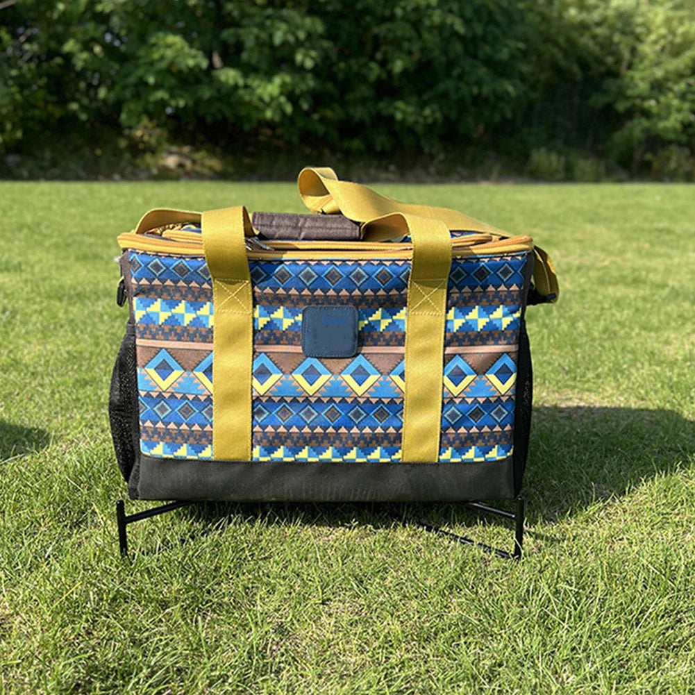 Multifunctional Camping Foldable Cooler Stand Heavy Duty Metal Stand Portable Storage Bin Ice Bucket Holder