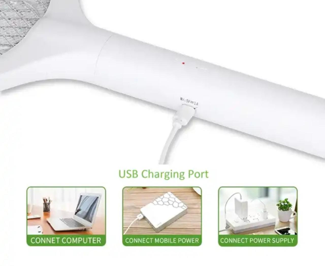 CORECOM® Ultra-Powerful USB Electric Mosquito Racket: Instant Bug Killer with Built-in LED Lamp – Eco-Friendly & Rechargeable