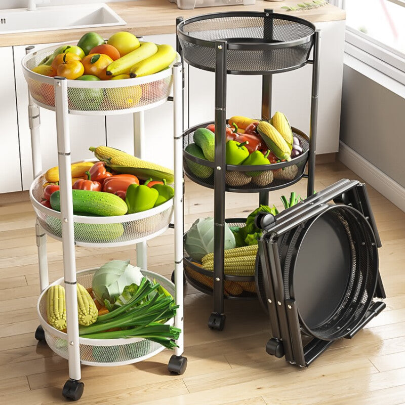 CORECOM® swivel rack tucked neatly into a small kitchen corner to demonstrate space-saving.