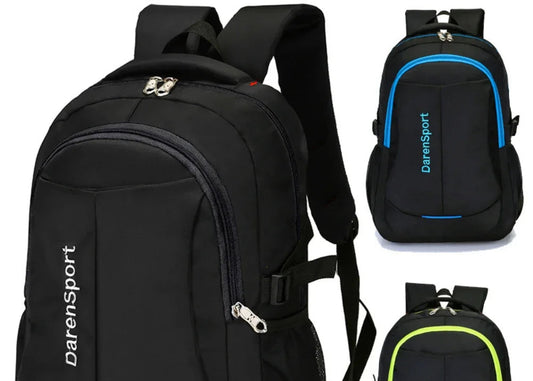 Black backpack with 'DarenSport' branding on a white background