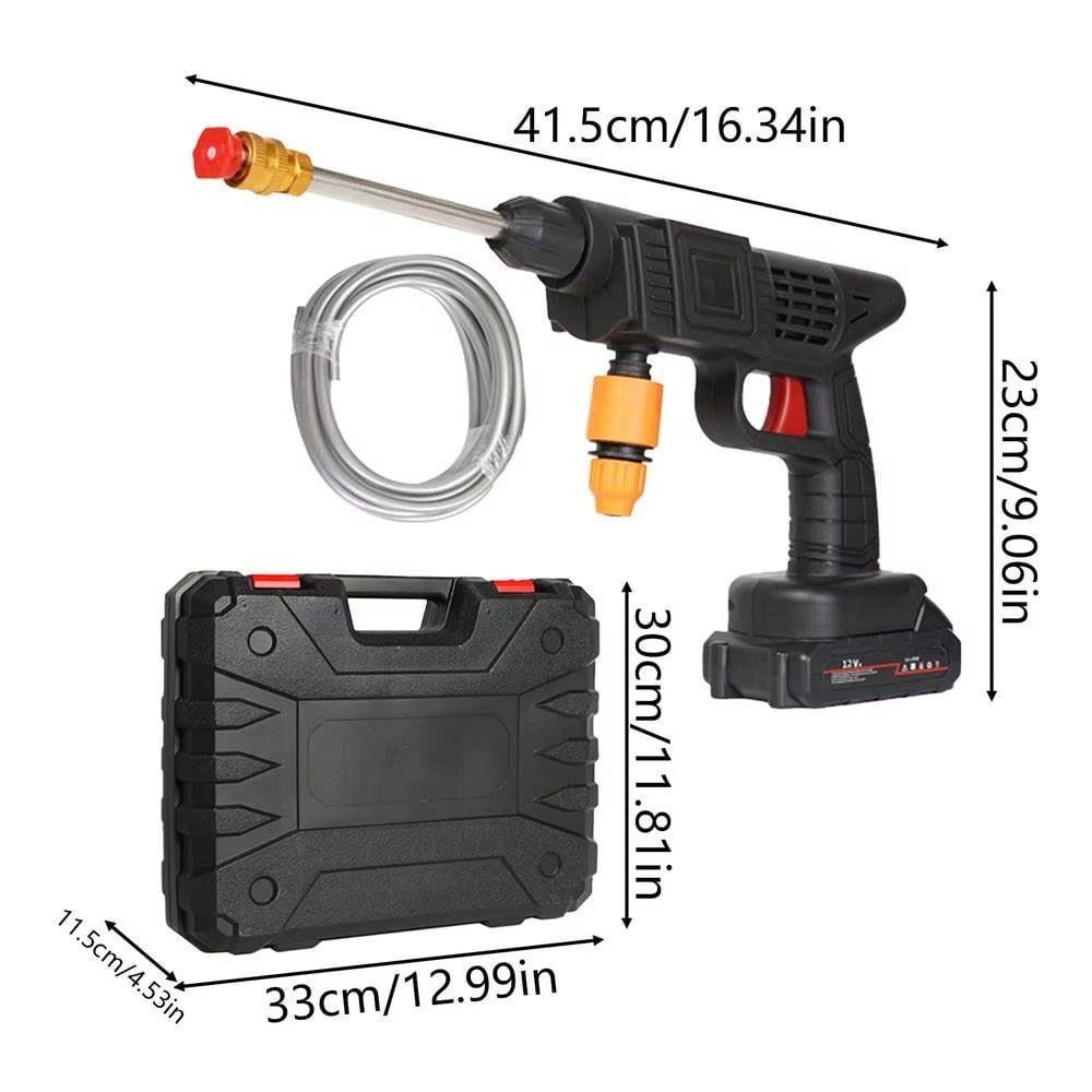Professional black plastic tool carrying case with red latches and ergonomic handle for power tools.