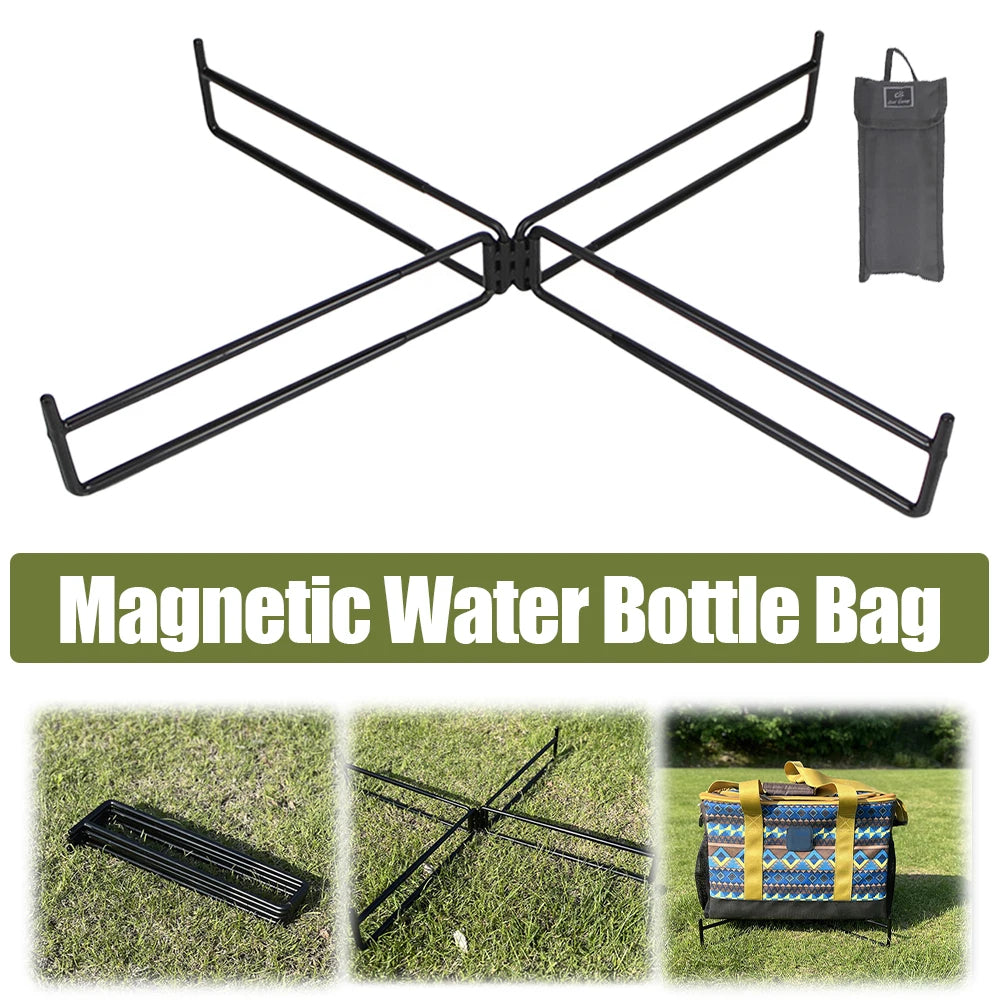 Multifunctional Camping Foldable Cooler Stand Heavy Duty Metal Stand Portable Storage Bin Ice Bucket Holder