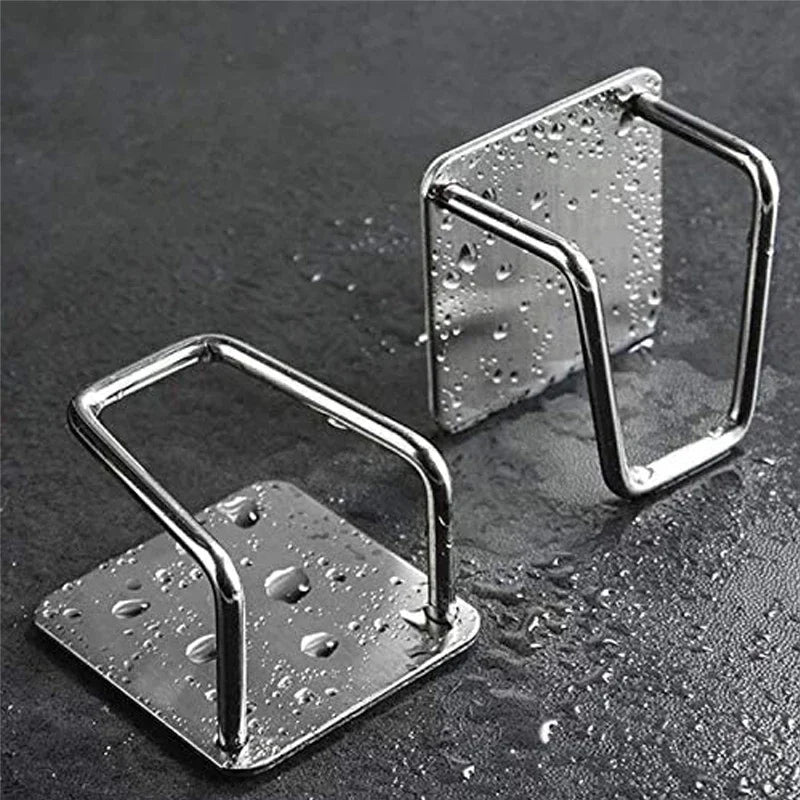 Kitchen Sink Sponge Rack Stainless Steel Drain Storage Holder Self Adhesive Wire Ball Rag Brush Drying Organizer Sink Wall Hooks