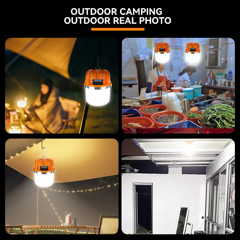 Powerful USB Rechargeable LED Camping Lights Built-in Battery Outdoor Camping BBQ Tents Hanging Lantern Emergency Power Bank