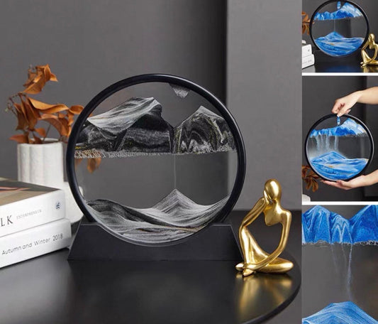 3D Moving Sand Art Led Sandscape Lamp Hourglass Light Mountain Lamp with Stand | Sand Clock Moving Sand Art For Home Decoration