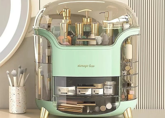 CORE COM® Large Capacity Transparent Makeup Organizer with Storage Drawers.