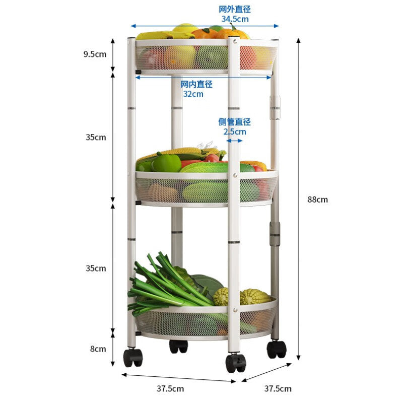 Close-up of a CORECOM® mesh basket swiveling out to reveal fresh fruits and vegetables.