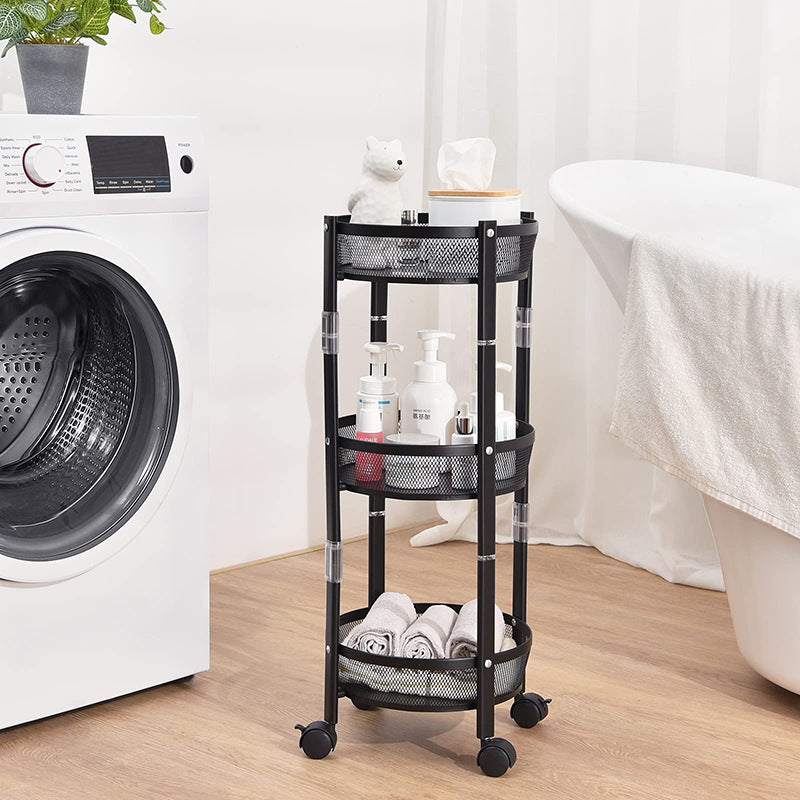 Macro shot of the breathable metal mesh pattern on the CORECOM® rotating storage baskets.